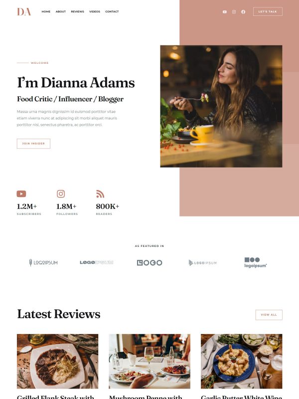 ID：691524  astra主题  Food Blogger & Influencer 食品博客和影响者