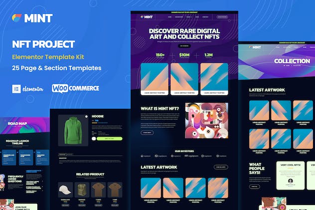 Mint – NFT Projects & Portfolio WooCommerce Elementor Template Kit